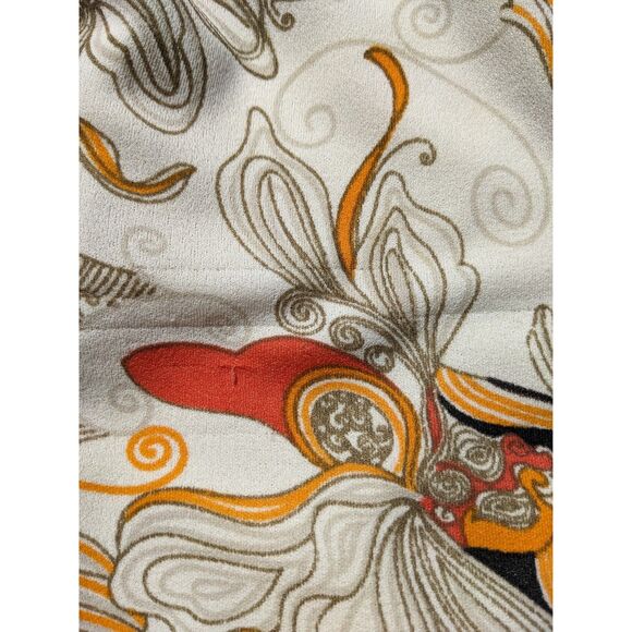 Vintage French 70s Psychedelic Floral Mock Turtleneck Front Slit Tunic Top Sz XS - Picture 12 of 12